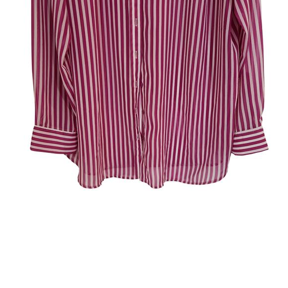 Roaman's Classic Long Sleeve Button Up Pinstriped Boyfriend Shirt Pink Size 18W - Picture 4 of 9